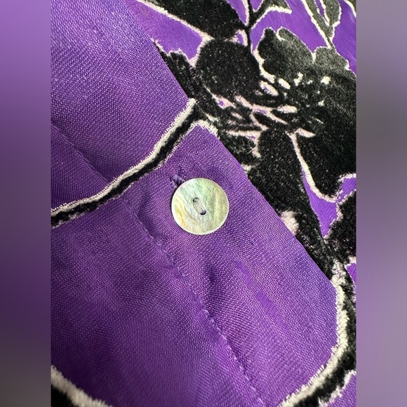 Mirasol Purple Velvet Burnout Button Up Sheer Shirt Sz M - Picture 4 of 10